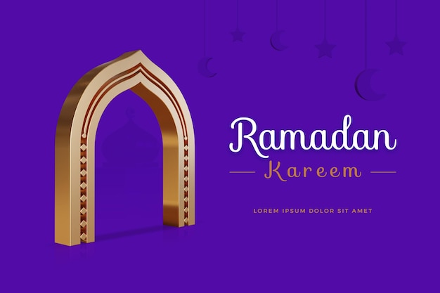 Ramadan kareem design with 3d rendering template