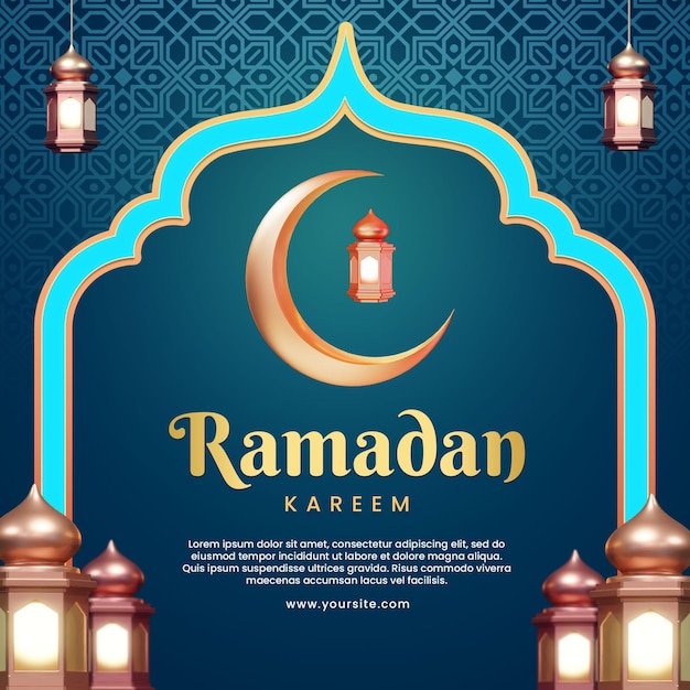 Ramadan kareem or eid mubarak social media post greeting