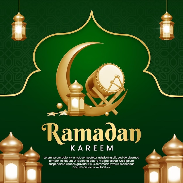 PSD ramadan kareem or eid mubarak social media post greeting