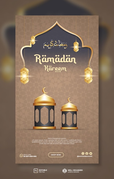 Ramadan kareem elegante social media flyer en instagram verhalen sjabloon.