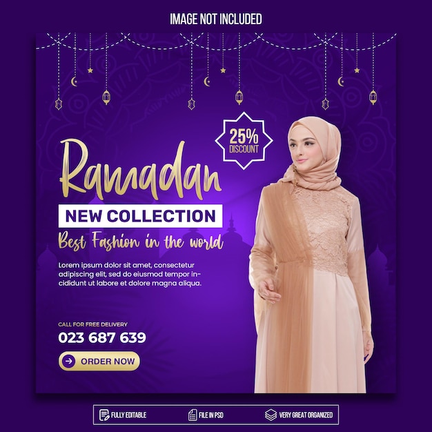 PSD modello di progettazione di banner di moda ramadan kareem psd premium