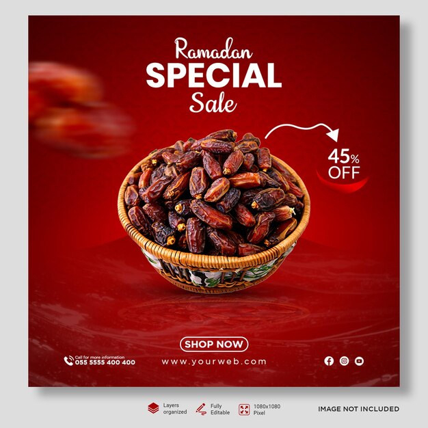 PSD ramadan kareem food sale post design