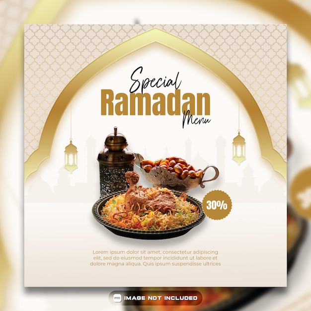 PSD ramadan kareem foods menu poster template