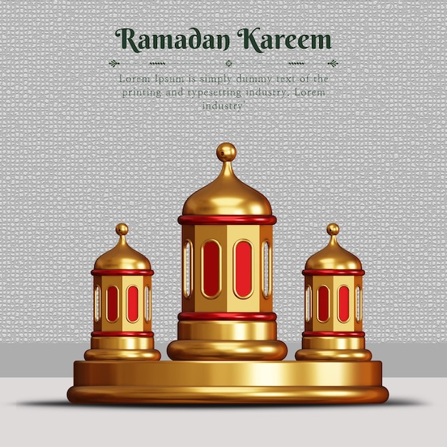 Ramadan Kareem Golden 3D Element concept psd