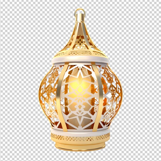 PSD ramadan kareem golden arabic lantern arabic lamp with light on transparent background