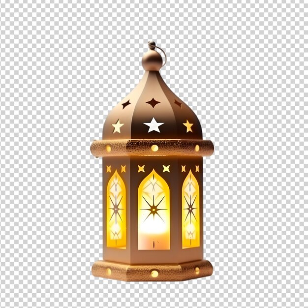 PSD ramadan kareem golden arabic lantern arabic lamp with light on transparent background