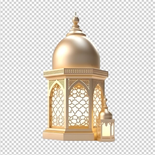PSD Рамадан карим золотой арабский фонарь арабская лампа со светом на прозрачном фоне