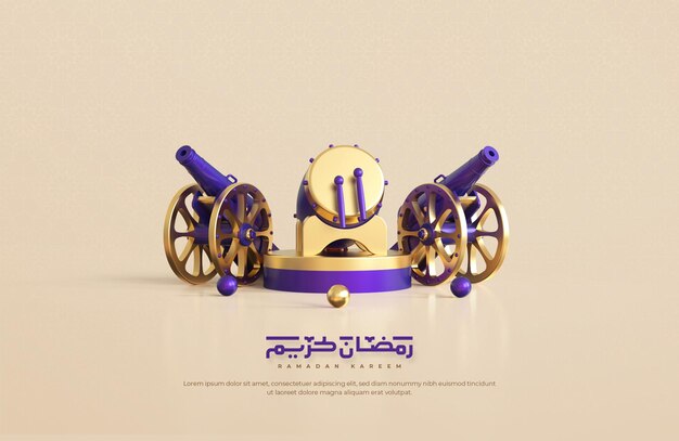 Рамадан карим приветствие фон с реалистичными 3d исламскими праздничными декоративными элементами