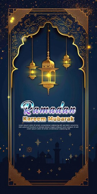 PSD ramadan kareem greeting banner background template for islamic festival