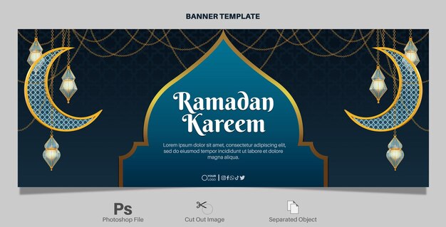 PSD banner di saluto di ramadan kareem