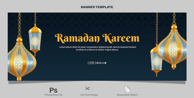 PSD banner di saluto di ramadan kareem