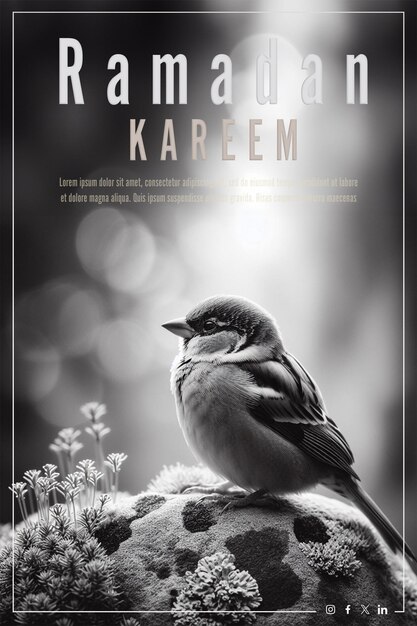PSD Поздравительная открытка с рамаданом каримом, редактируемый текст, psd шаблон для печати