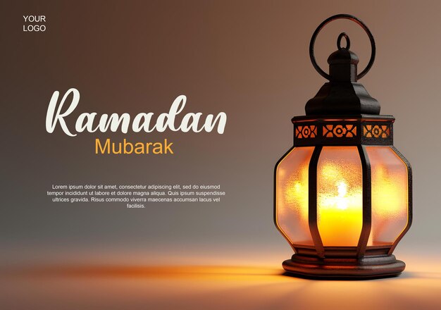 Ramadan kareem greeting card ramadan kareem lantern with burning candle vector illustration