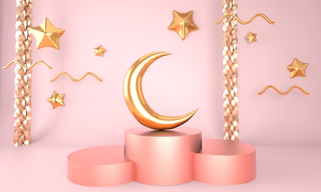 Modello di saluto di ramadan kareem con disegno della luna