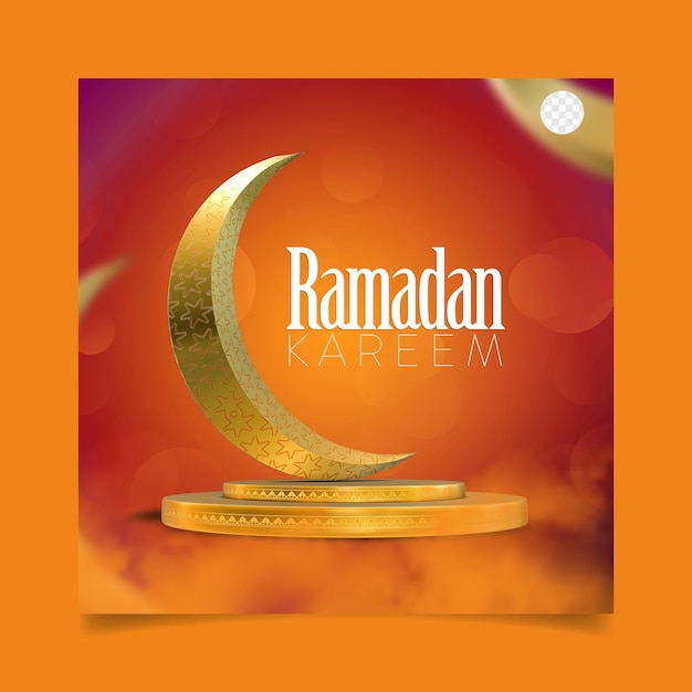 Ramadan Kareem Greetings Lub Social Media Post 3d Renderowany Obraz Z Przezroczystym Tłem