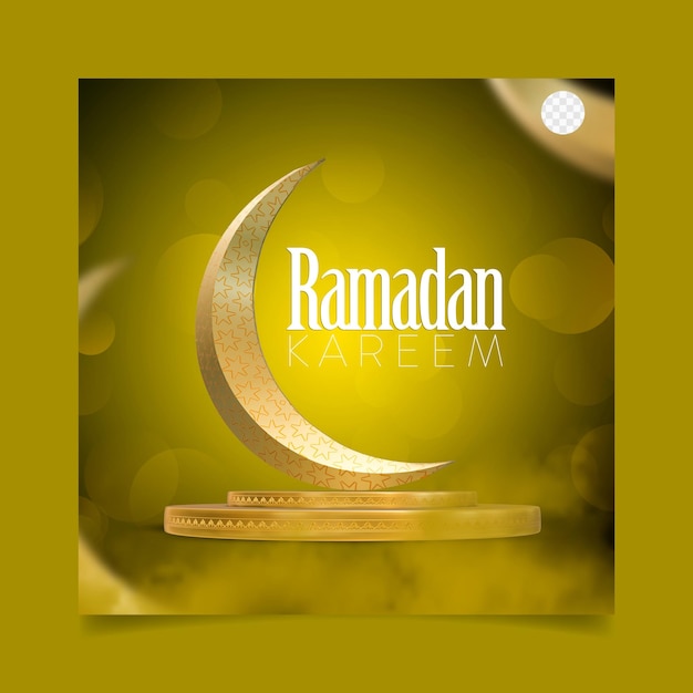 Ramadan kareem greetings or social media post 3d render image with transparent background