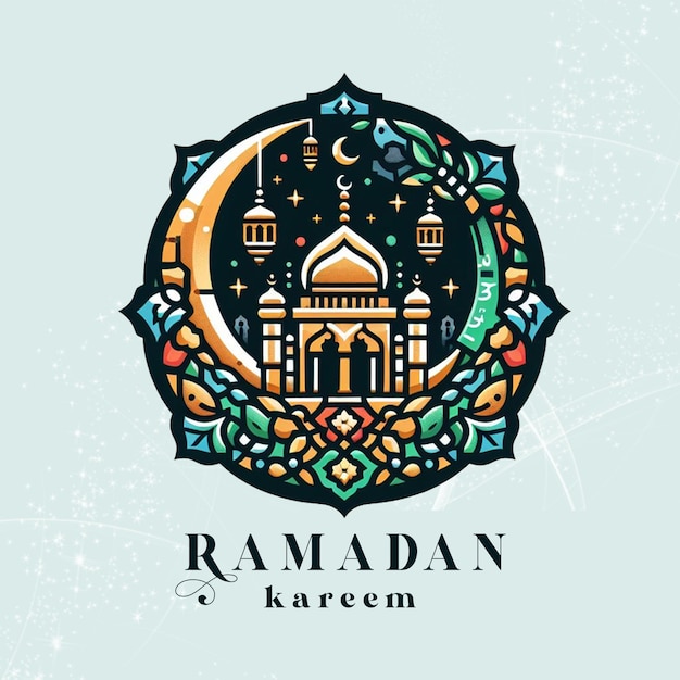 PSD ramadan kareem groet met islamitisch decoratief label