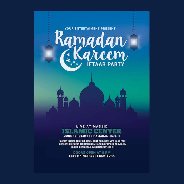 PSD ramadan kareem iftaar party flyer