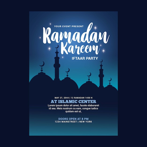 Флаер для вечеринки рамадан карим ифтар