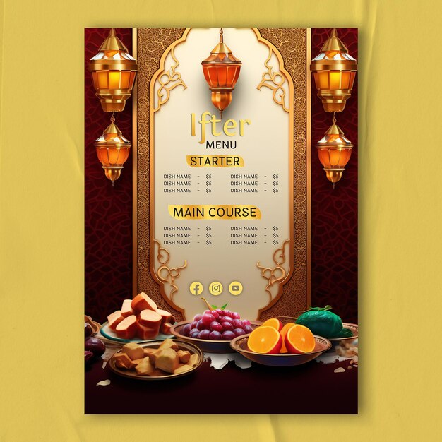 PSD ramadan kareem iftar menu