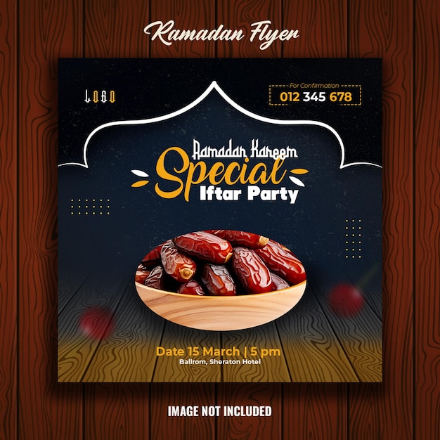 PSD ramadan kareem iftar party flyer design