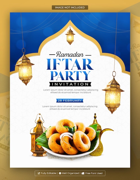 ramadan kareem iftar party invitation flyer design template