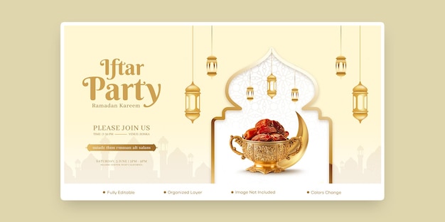 PSD invito a una festa ramadan kareem iftar modello di post sui social media psd