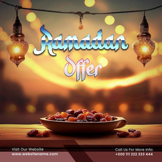 PSD invito alla festa di ramadan kareem iftar modello di post sui social media.