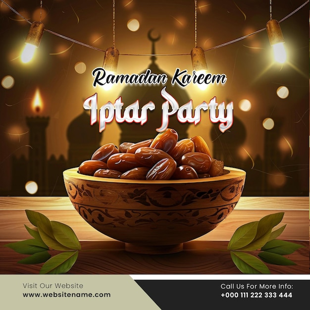 ramadan kareem iftar party invitation social media post template