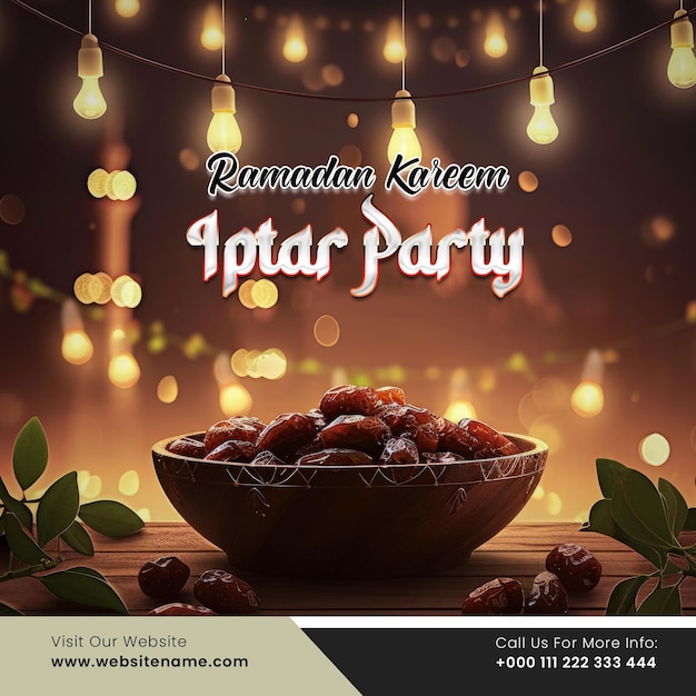 Invito alla festa di ramadan kareem iftar modello di post sui social media.