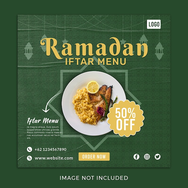 PSD 라마단 카림 iftar 소셜 미디어 게시물