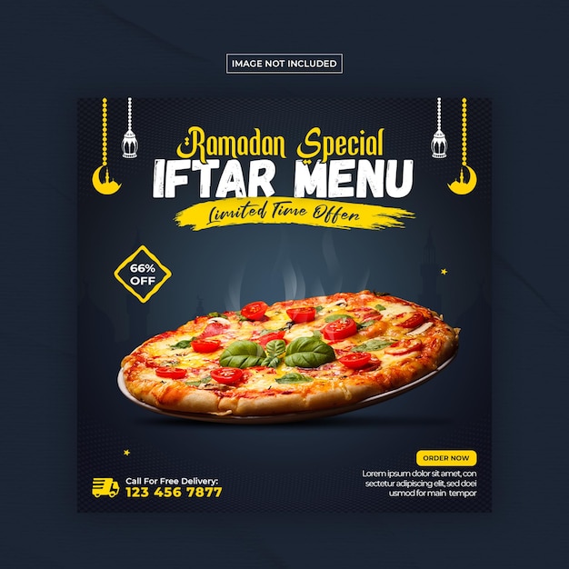 PSD ramadan kareem iftar voedselmenu social media postsjabloon