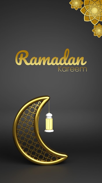 Illustratore 3d di storia di instagram di ramadan kareem