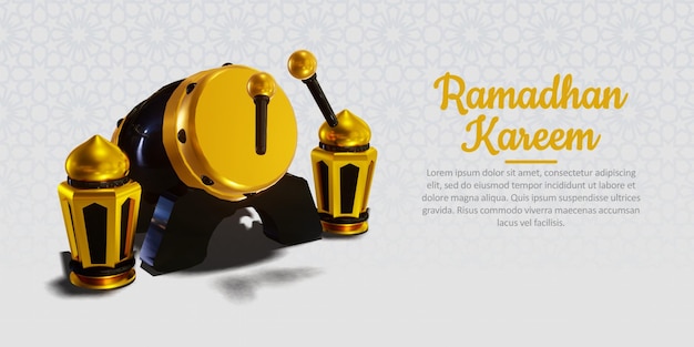 라마단 카림 이슬람 배경 3D 렌더링