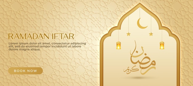 Sfondo islamico ramadan kareem con tipografia araba poster instagram banner o biglietto di auguri