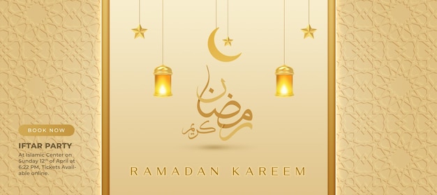 Sfondo islamico ramadan kareem con tipografia araba poster instagram banner o biglietto di auguri