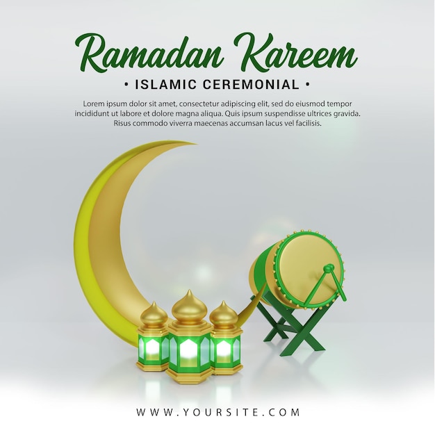 Rendering 3d cerimoniale islamico di ramadan kareem