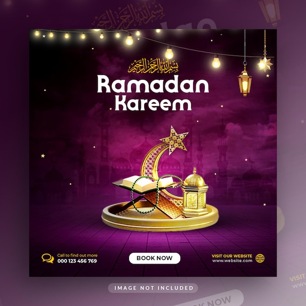 Ramadan kareem islamic festival foodsocial media post design templat