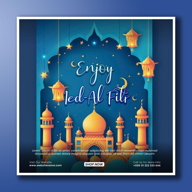 PSD tempio banner dei social media del festival islamico ramadan kareem o banner quadrato flayer