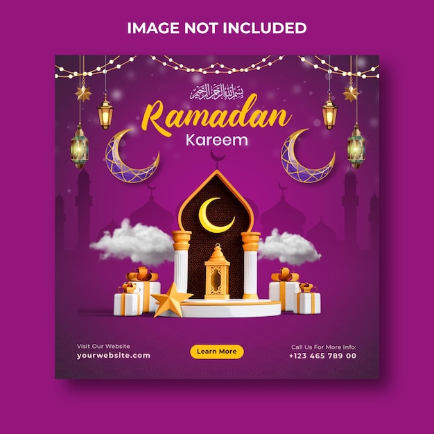 Ramadan kareem festival islamico modello di progettazione di post sui social media