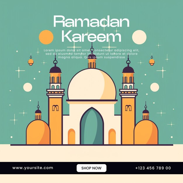 PSD ramadan kareem islamic festival social media post design template