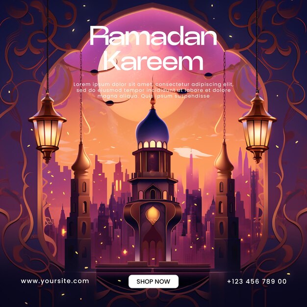 Ramadan kareem festival islamico modello di progettazione di post sui social media