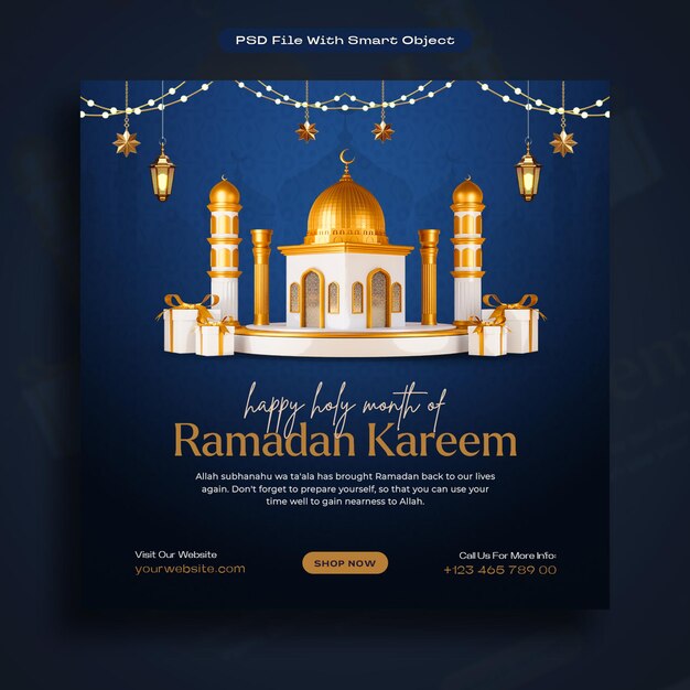 PSD ramadan kareem islamic festival social media post design template