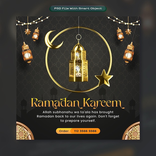 PSD ramadan kareem festival islamico modello di post sui social media