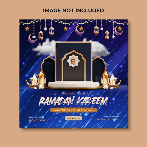 Ramadan kareem islamic social media post design template