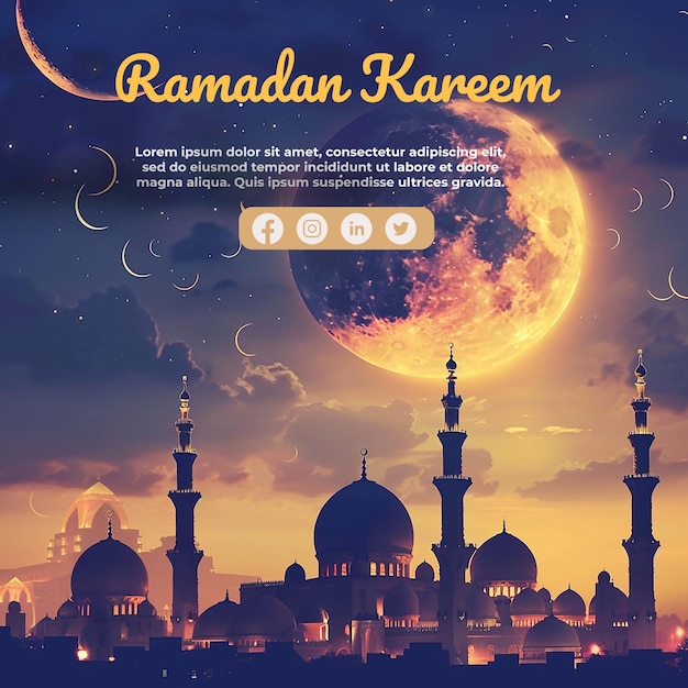 PSD ramadan kareem islamitische groeten kaart achtergrond vector illustratie