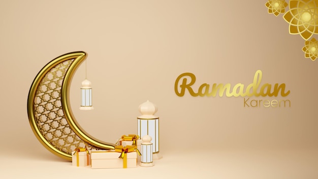 PSD illustratore 3d della pagina di destinazione del ramadan kareem