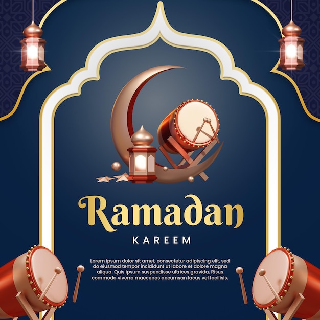 Ramadan Kareem lub Eid Mubarak po powitaniu w mediach społecznościowych