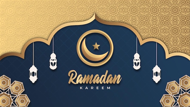 Ramadan kareem luxe achtergrondontwerp