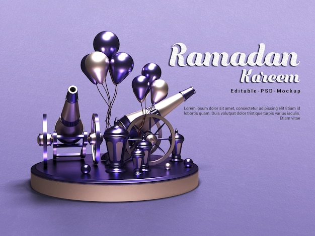 Ramadan Kareem Makieta Tła Renderowania 3d